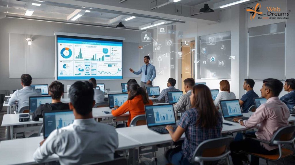 online digital marketing course training laptop students studying